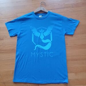 Pokemon Go Men's Medium Team Mystic Blue Cotton T-Shirt Pokeball